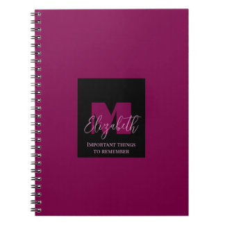 Roze Monogram Aangepaste Naam Polka Dots Geometris Notitieboek