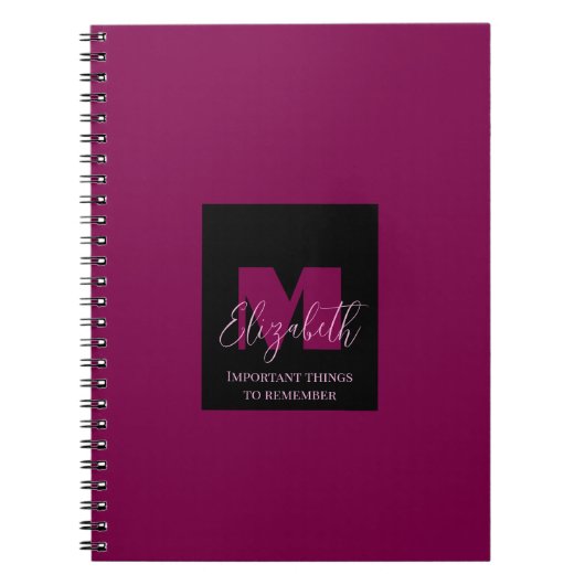 Roze Monogram Aangepaste Naam Polka Dots Geometris Notitieboek (Voorkant)