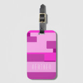 Roze monogram bagagelabel (Voorkant (verticaal))