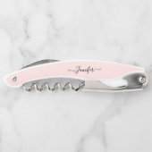 Roze Monogram Bierwijn Kurkentrekker Flesopener (Achterkant)