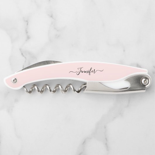 Roze Monogram Bierwijn Kurkentrekker Flesopener (Achterkant)