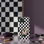 roze monogram Bloem zwart-wit Gecontroleerde as Case-Mate iPhone Case