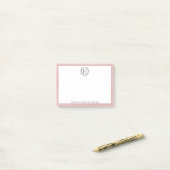 Roze monogram, breedte notities post-it® notes (Op bureau)