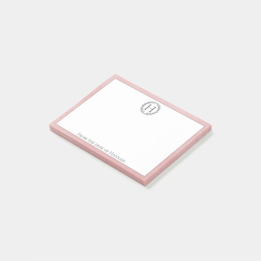 Roze monogram, breedte notities post-it® notes (Schuin)