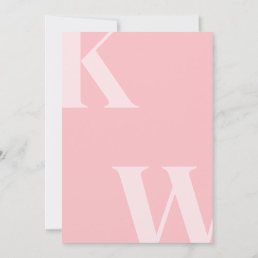 Roze Monogram Bruiloft Kaart (Achterkant)