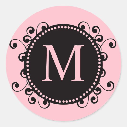  Roze Monogram Bruiloft Sticker (Voorkant)