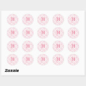 Roze Monogram Bruiloft Stickers (Vel)