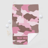 Roze monogram Camouflage Naam Golfhanddoek (Insitu)