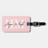 Roze Monogram Cute Bagagelabel (Voorkant horizontaal)