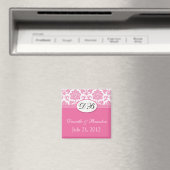 Roze Monogram Damask Trouwmagneet Magneet (Insitu (Vaatwasser))