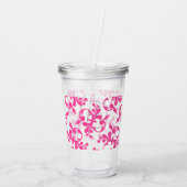Roze Monogram Damast Acryl Drinkbeker (Achterkant)