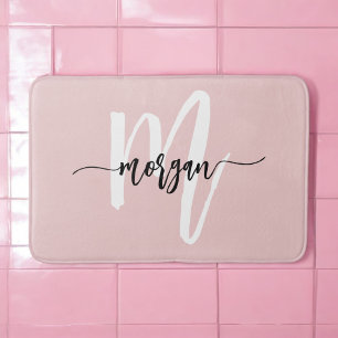Roze Monogram Dorm Room van het meisje Badmat