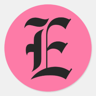 Roze Monogram E Ronde Sticker
