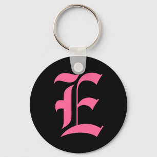 Roze Monogram E Sleutelhanger