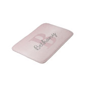  roze monogram en Jouw naam script bevestigen Badmat (Gekanteld)