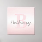  roze monogram en Jouw naam script bevestigen Canvas Afdruk (Voorkant)