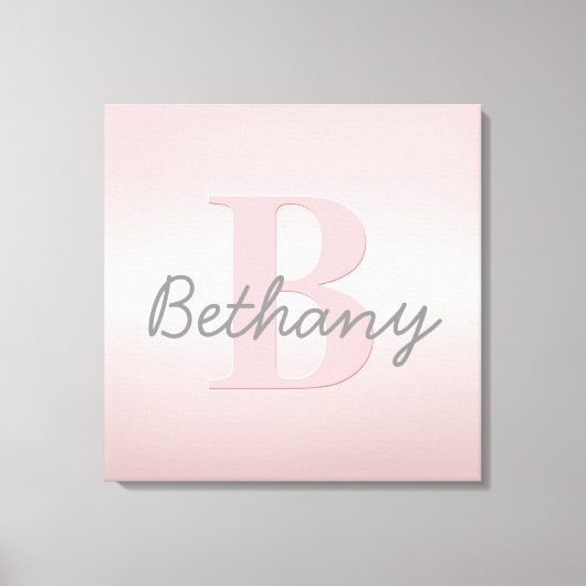  roze monogram en Jouw naam script bevestigen Canvas Afdruk (Voorkant)