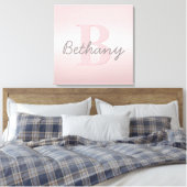 roze monogram en Jouw naam script bevestigen Canvas Afdruk (Insitu (Slaapkamer))