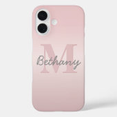  roze monogram en Jouw naam script bevestigen Case-Mate iPhone Case (Achterkant)