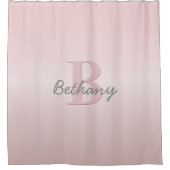roze monogram en Jouw naam script bevestigen Douchegordijn (Voorkant)