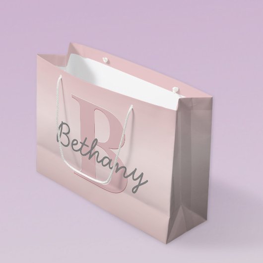 roze monogram en Jouw naam script bevestigen Groot Cadeauzakje