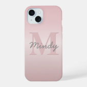  roze monogram en Jouw naam script bevestigen iPhone 15 Hoesje (Achterkant)
