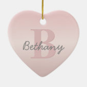 roze monogram en Jouw naam script bevestigen Keramisch Ornament (Achterkant)