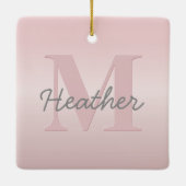roze monogram en Jouw naam script bevestigen Keramisch Ornament (Achterkant)