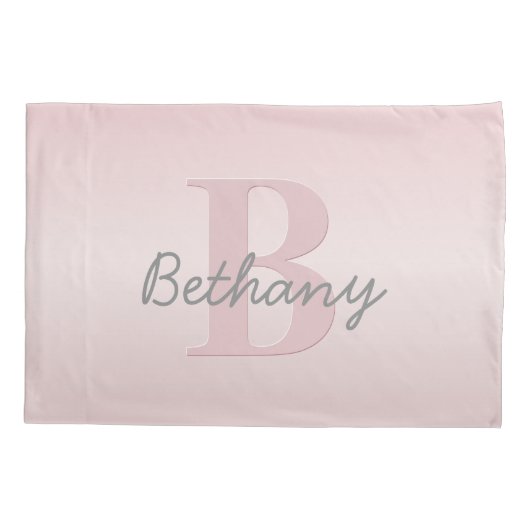 roze monogram en Jouw naam script bevestigen Kussensloop (Achterkant)