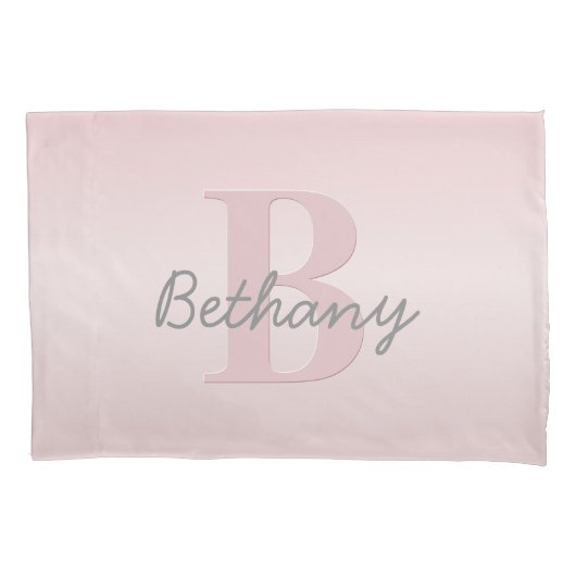 roze monogram en Jouw naam script bevestigen Kussensloop (Voorkant)