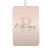  roze monogram en Jouw naam script bevestigen Luchtverfrisser (Achterkant)