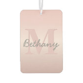 roze monogram en Jouw naam script bevestigen Luchtverfrisser (Achterkant)