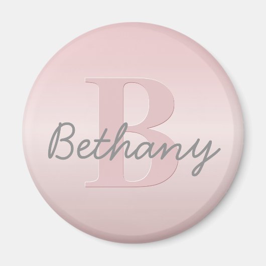  roze monogram en Jouw naam script bevestigen Magneet (Voorkant)