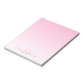 roze monogram en Jouw naam script bevestigen Notitieblok (Gedraaid)