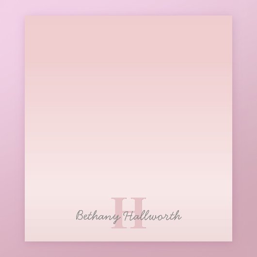roze monogram en Jouw naam script bevestigen Notitieblok