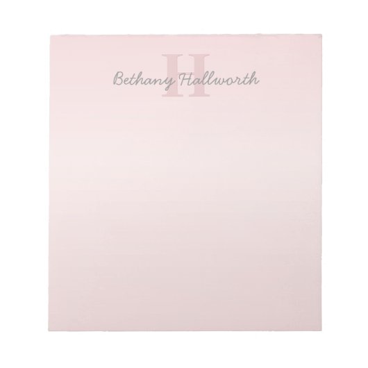  roze monogram en Jouw naam script bevestigen Notitieblok (Voorkant)