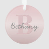  roze monogram en Jouw naam script bevestigen Ornament (achterkant)