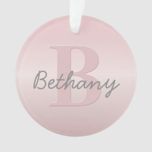 roze monogram en Jouw naam script bevestigen Ornament