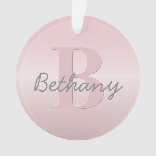  roze monogram en Jouw naam script bevestigen Ornament (voorkant)