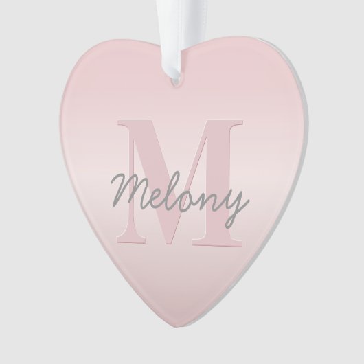 roze monogram en Jouw naam script bevestigen Ornament (voorkant)