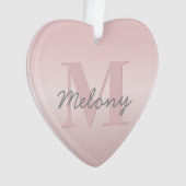 roze monogram en Jouw naam script bevestigen Ornament (voorkant)