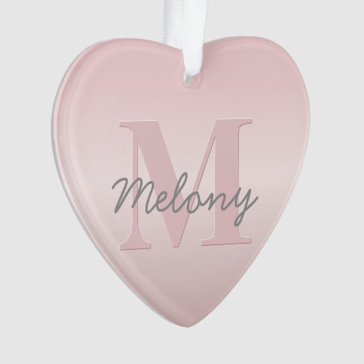 roze monogram en Jouw naam script bevestigen Ornament (voorkant)