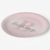 roze monogram en Jouw naam script bevestigen Papieren Bordje (Gekanteld)