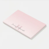  roze monogram en Jouw naam script bevestigen Post-it® Notes (Schuin)
