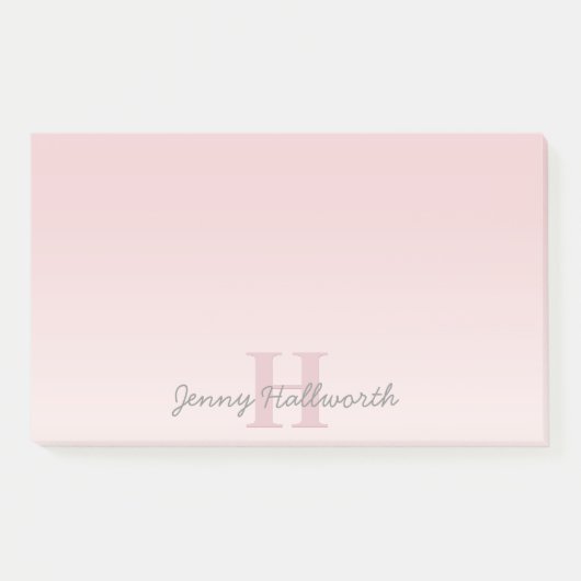  roze monogram en Jouw naam script bevestigen Post-it® Notes (Voorkant)