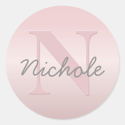  roze monogram en Jouw naam script bevestigen Ronde Sticker (Voorkant)