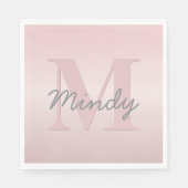 roze monogram en Jouw naam script bevestigen Servet (Voorkant)