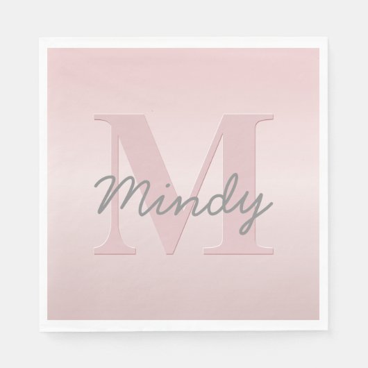 roze monogram en Jouw naam script bevestigen Servet (Voorkant)