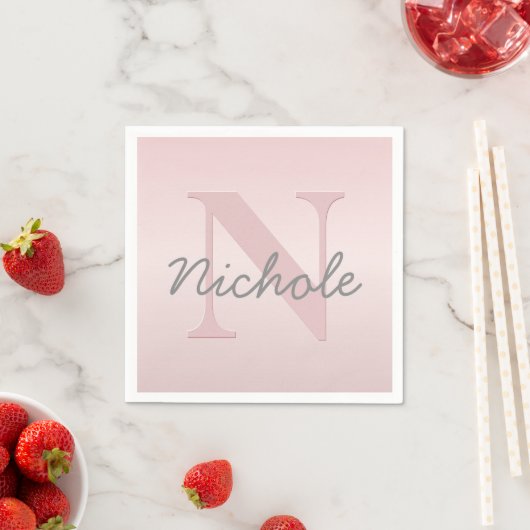 roze monogram en Jouw naam script bevestigen Servet (Insitu)
