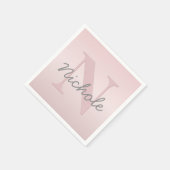 roze monogram en Jouw naam script bevestigen Servet (Hoek)